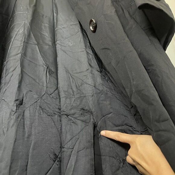 Vintage Burberry Men Oversized Black Trench Coat size Medium Large - Picture 7 of 10